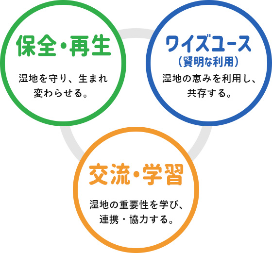 「保全・再生」「ワイズユース」「交流・学習」